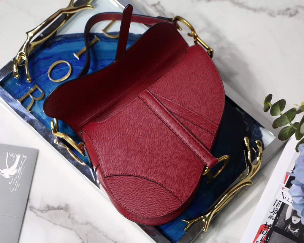 Dior M0446 Dior Saddle Bag M0447 Red Grained Calfskin - luxibagsmall