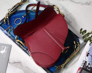Dior M0446 Dior Saddle Bag M0447 Red Grained Calfskin - luxibagsmall