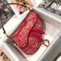 Dior M0446 Dior Saddle Bag Red Toile de Jouy Reverse Jacquard - shop2bag