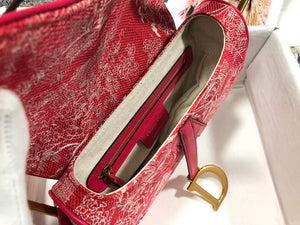 Dior M0446 Dior Saddle Bag Red Toile de Jouy Reverse Jacquard - shop2bag