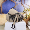 Dior Saddle Bag Beige Jute Canvas Embroidered M0446 - Default Title - View 1