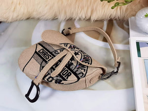 Dior Saddle Bag Beige Jute Canvas Embroidered M0446 - Default Title - View 4