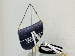 Dior Saddle Bag M0446 Black Oblique Perforated and Embossed Calfskin - Default Title - View 1