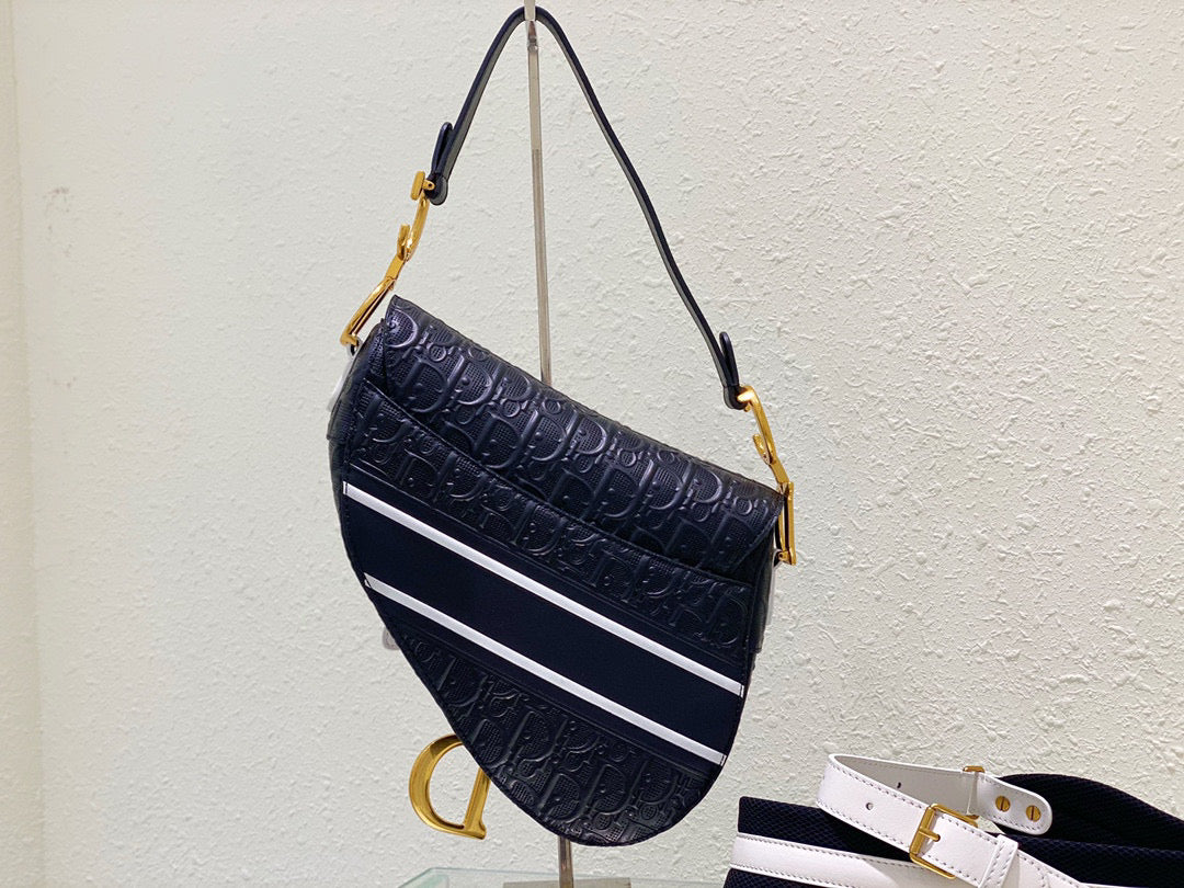 Dior Saddle Bag M0446 Black Oblique Perforated and Embossed Calfskin