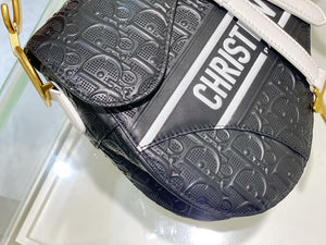 Dior Saddle Bag M0446 Black Oblique Perforated and Embossed Calfskin - Default Title - View 5