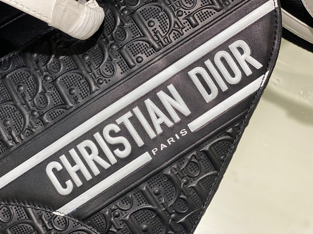 Dior Saddle Bag M0446 Black Oblique Perforated and Embossed Calfskin