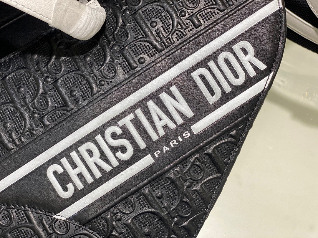 Dior Saddle Bag M0446 Black Oblique Perforated and Embossed Calfskin