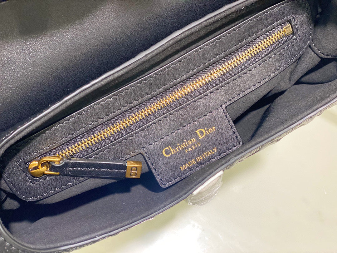 Dior Saddle Bag M0446 Black Oblique Perforated and Embossed Calfskin