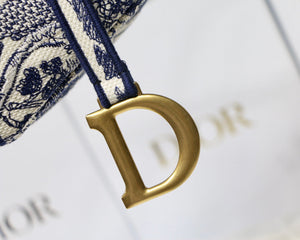 Dior Saddle Bag M0446 Blue Toile de Jouy Embroidery - Default Title - View 3