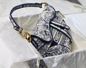 Dior Saddle Bag M0446 Blue Toile de Jouy Embroidery - Default Title - View 6