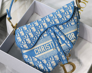 Dior Saddle Bag Burgundy Dior Oblique Jacquard M0446 Blue - Default Title - View 2