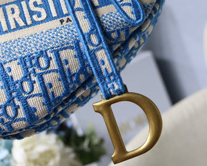 Dior Saddle Bag Burgundy Dior Oblique Jacquard M0446 Blue - Default Title - View 3