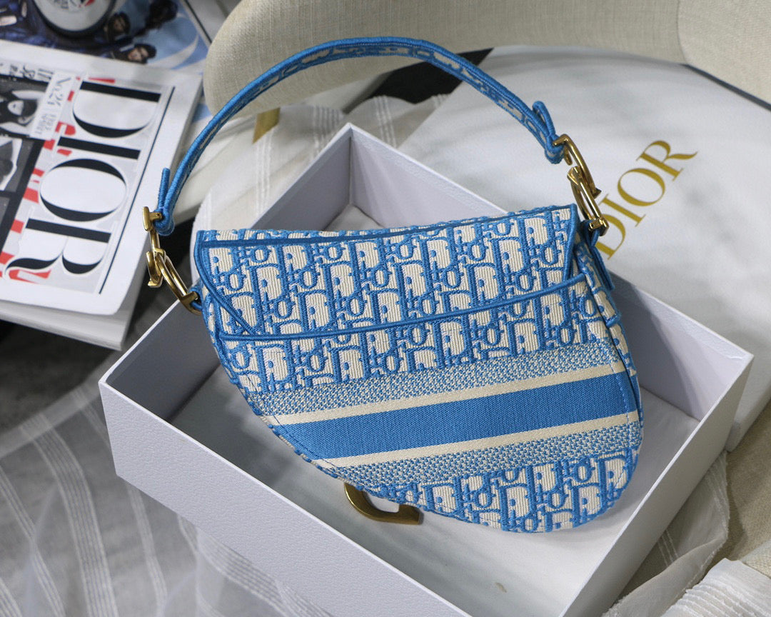Dior Saddle Bag Burgundy Dior Oblique Jacquard M0446 Blue - Default Title - View 4
