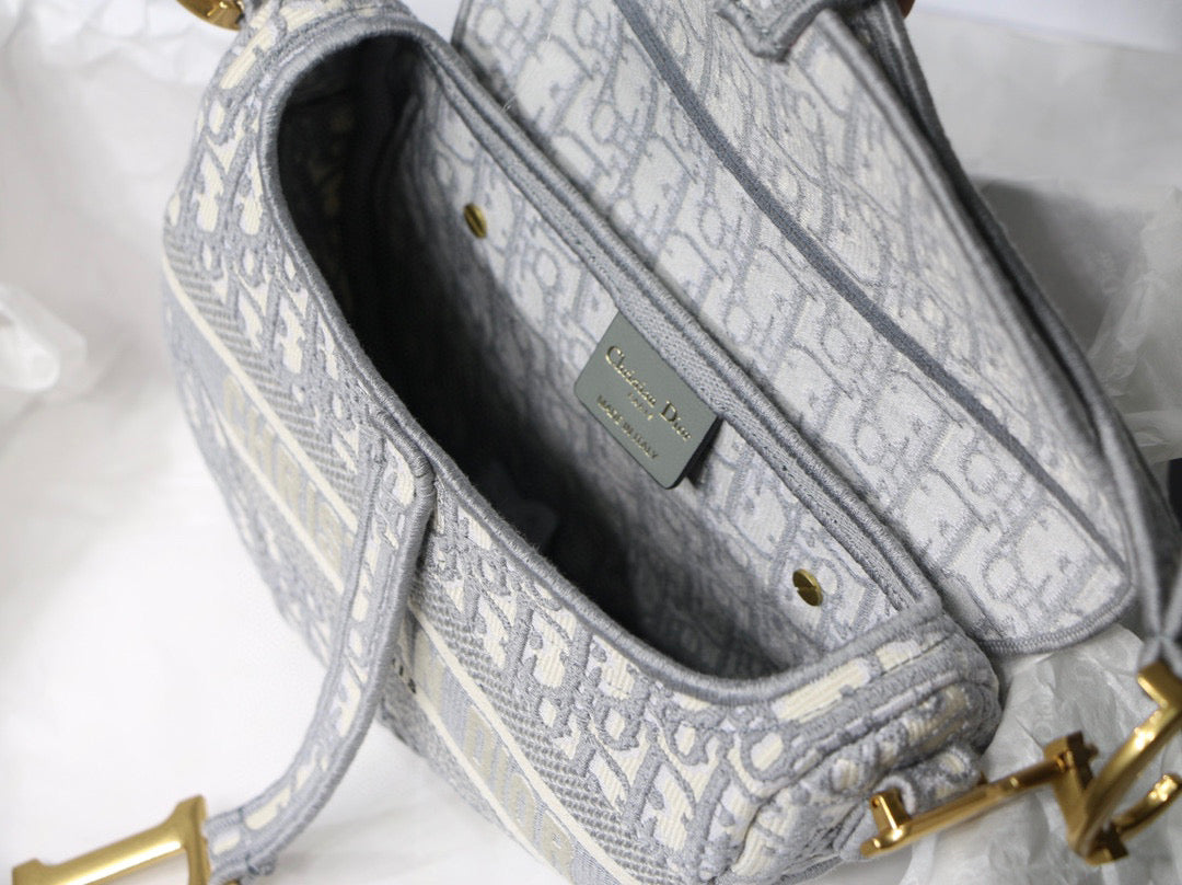 Dior Saddle Bag Burgundy Dior Oblique Jacquard M0446 Gray - Default Title - View 9
