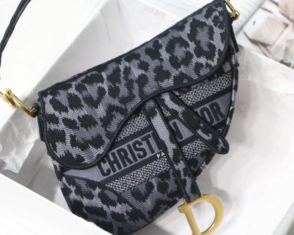 Dior Saddle Bag M0446 Gray Mizza Embroidery