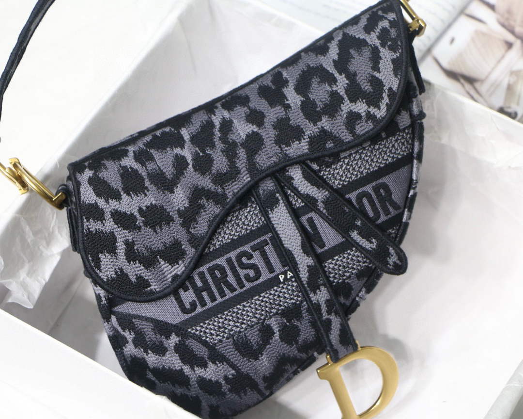 Dior Saddle Bag M0446 Gray Mizza Embroidery