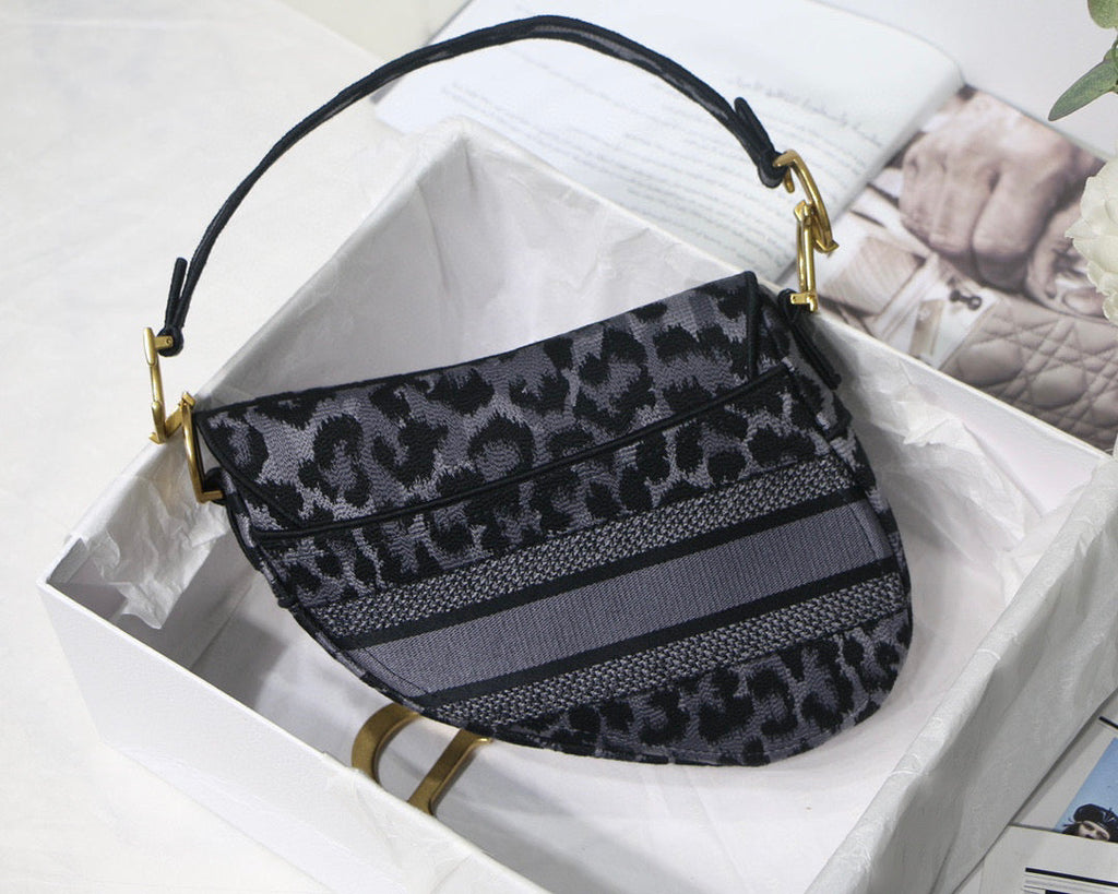 Dior Saddle Bag M0446 Gray Mizza Embroidery