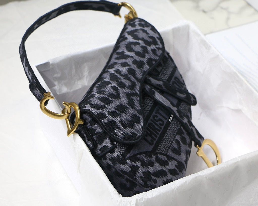 Dior Saddle Bag M0446 Gray Mizza Embroidery