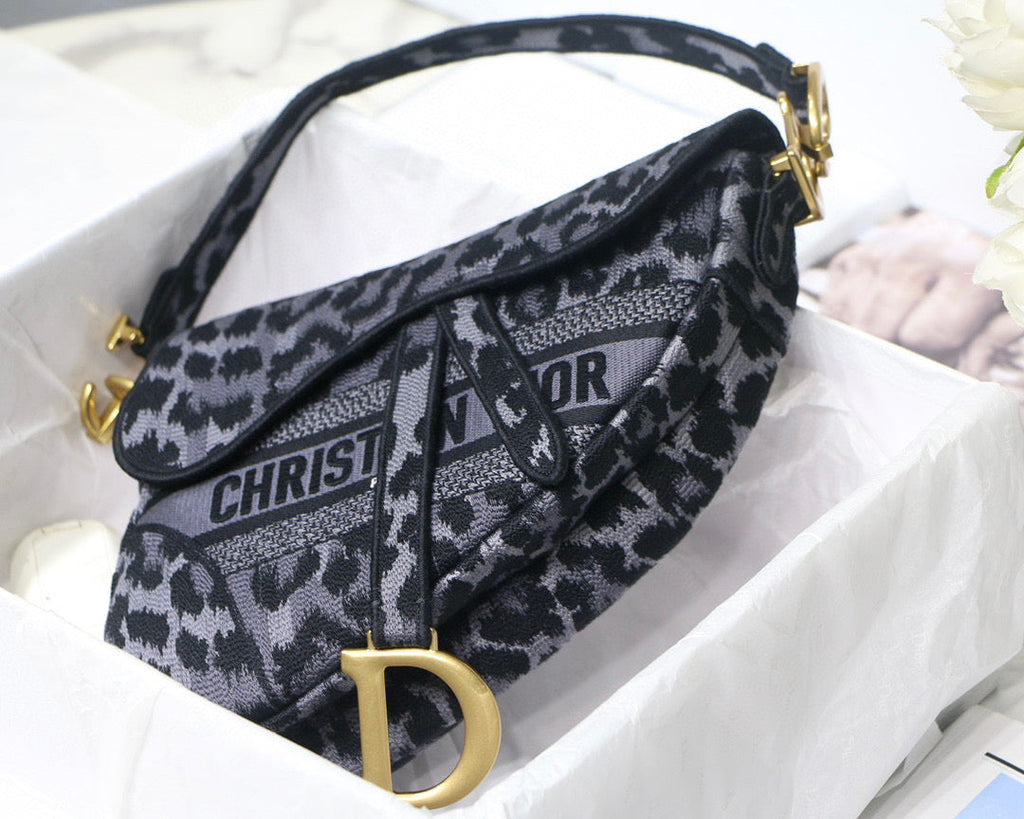 Dior Saddle Bag M0446 Gray Mizza Embroidery
