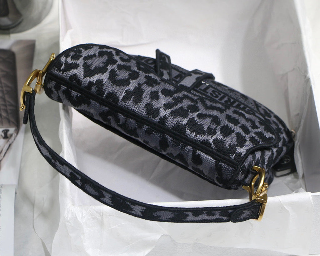 Dior Saddle Bag M0446 Gray Mizza Embroidery