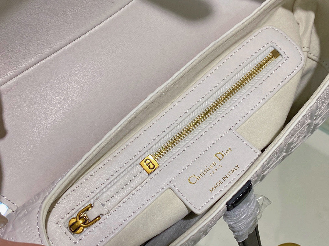 Dior Saddle Bag White and Blue Dior Oblique Perforated Calfskin M0446