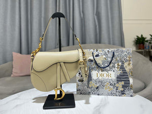 Dior M0455 Saddle Bag With Strap Apricot Grained Calfskin - Default Title - View 1