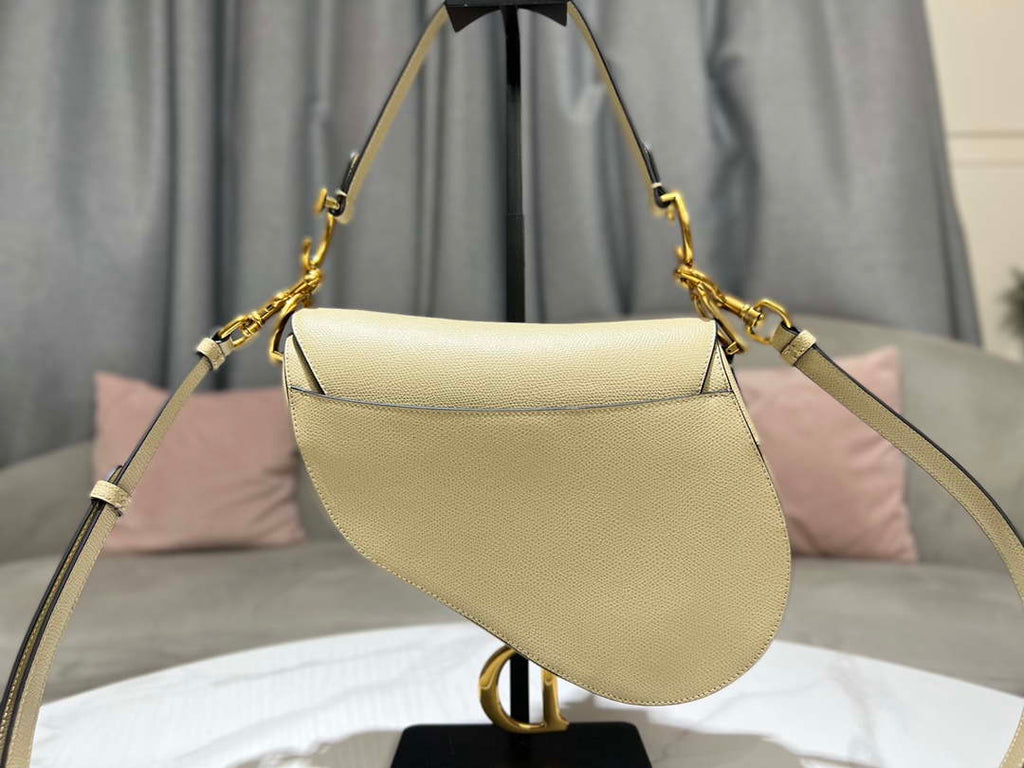 Dior M0455 Saddle Bag With Strap Apricot Grained Calfskin