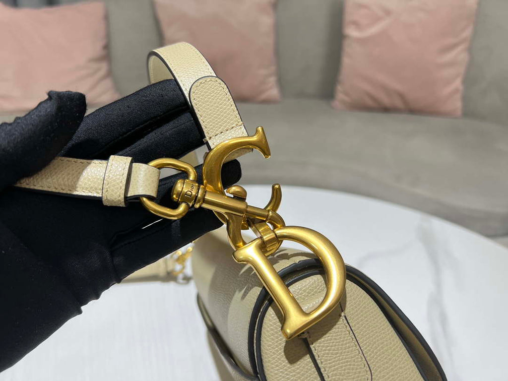 Dior M0455 Saddle Bag With Strap Apricot Grained Calfskin