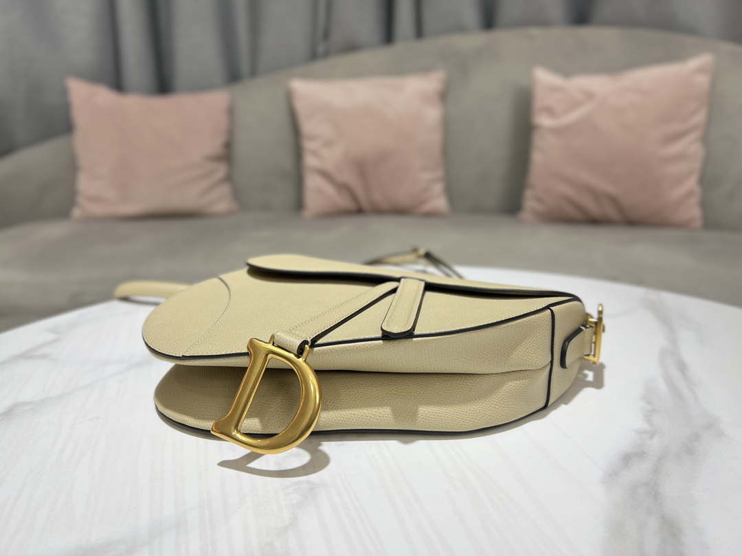 Dior M0455 Saddle Bag With Strap Apricot Grained Calfskin - Default Title - View 7