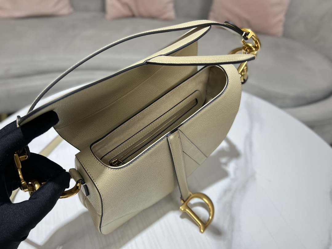 Dior M0455 Saddle Bag With Strap Apricot Grained Calfskin - Default Title - View 8