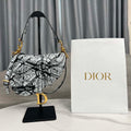 Dior M0455 Saddle Bag With Strap Black and White Ultramatte Calfskin - Default Title - View 1
