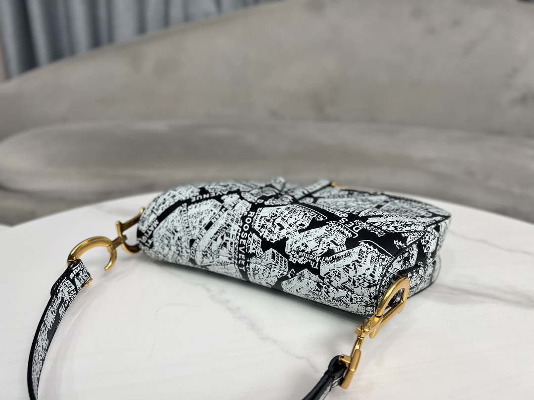 Dior M0455 Saddle Bag With Strap Black and White Ultramatte Calfskin - Default Title - View 4