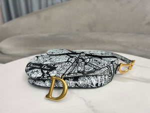 Dior M0455 Saddle Bag With Strap Black and White Ultramatte Calfskin - Default Title - View 5