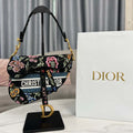 Dior M0455 Saddle Bag With Strap Black Cross-Stitch Embroidery - Default Title - View 1