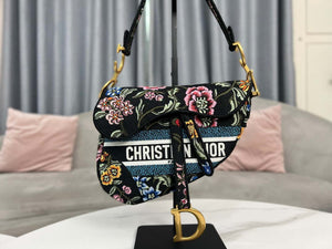 Dior M0455 Saddle Bag With Strap Black Cross-Stitch Embroidery - Default Title - View 2