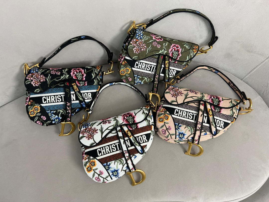 Dior M0455 Saddle Bag With Strap Black Cross-Stitch Embroidery