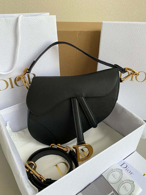 Dior M0455 Saddle Bag With Strap Black Grained Calfskin - Default Title - View 1