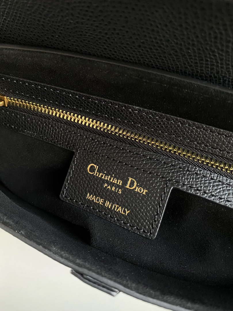 Dior M0455 Saddle Bag With Strap Black Grained Calfskin