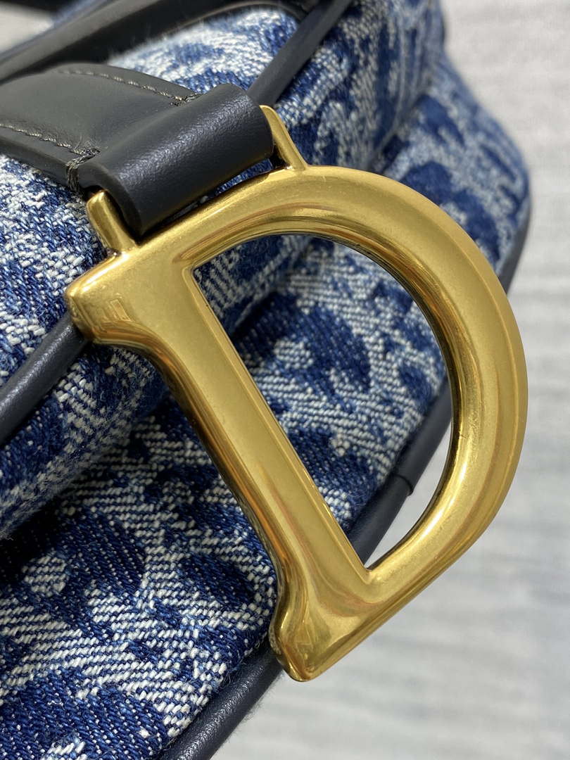 Dior M0455 Saddle Bag With Strap Blue Denim Dior Oblique Jacquard M0456 - Large 25cm - View 3