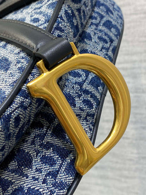 Dior M0455 Saddle Bag With Strap Blue Denim Dior Oblique Jacquard M0456 - Large 25cm - View 13