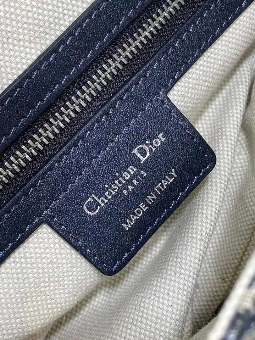 Dior M0455 Saddle Bag With Strap Blue Denim Dior Oblique Jacquard Silver M0456
