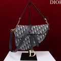 Dior M0455 Saddle Bag With Strap Blue Dior Oblique Jacquard M0456 - Large 25cm - View 1