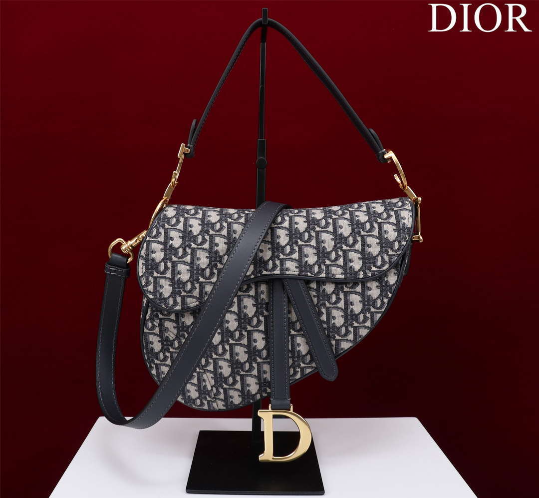 Dior M0455 Saddle Bag With Strap Blue Dior Oblique Jacquard M0456