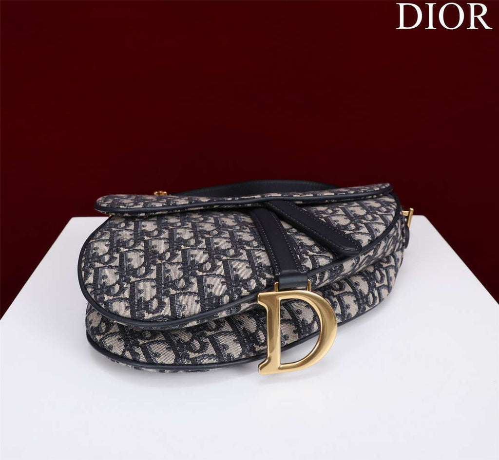 Dior M0455 Saddle Bag With Strap Blue Dior Oblique Jacquard M0456