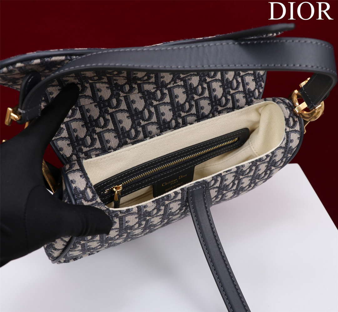 Dior M0455 Saddle Bag With Strap Blue Dior Oblique Jacquard M0456