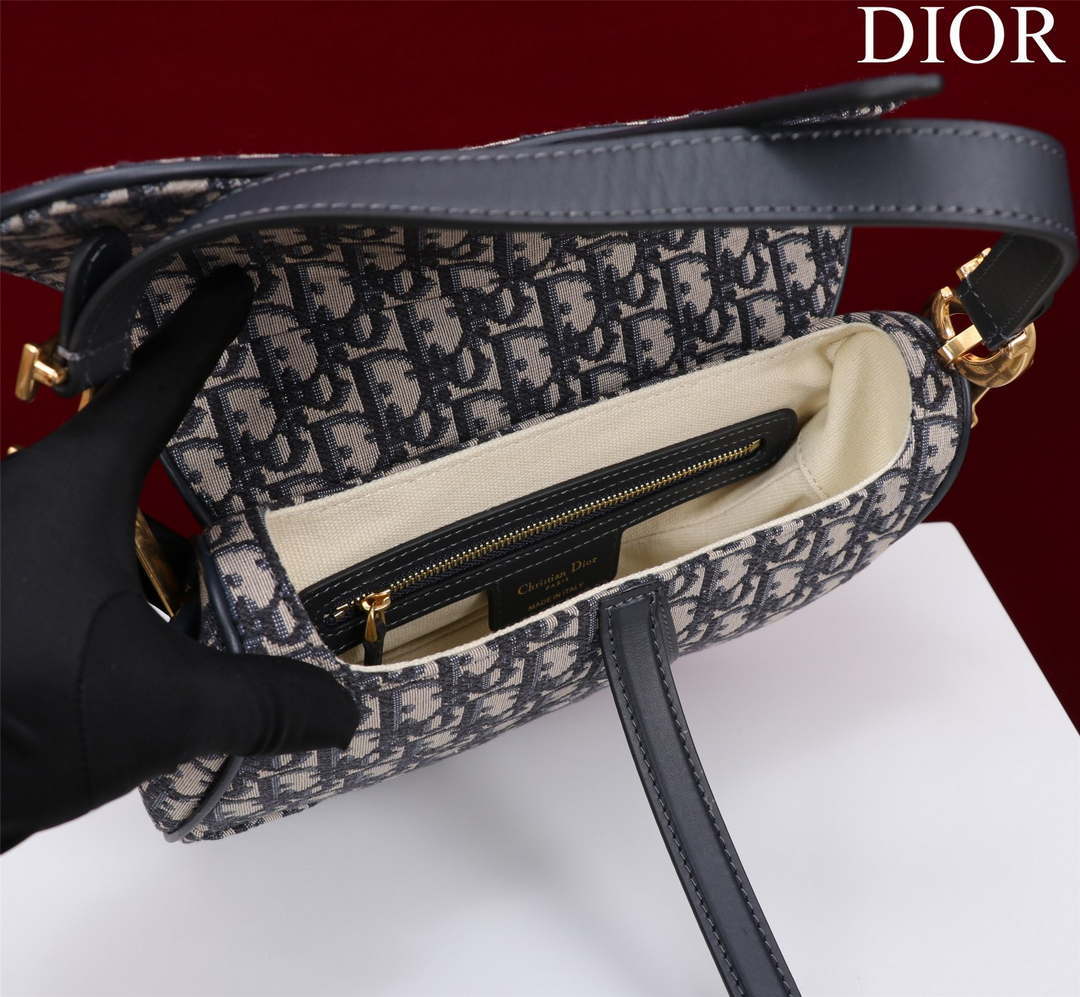 Dior M0455 Saddle Bag With Strap Blue Dior Oblique Jacquard
