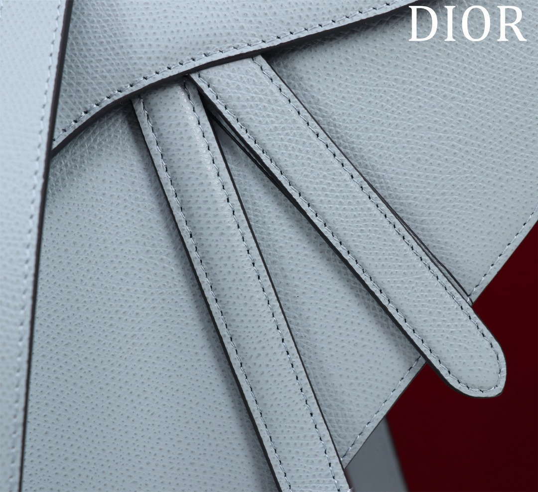 Dior M0455 Saddle Bag With Strap Blue Grained Calfskin M0456 - Large 25cm - View 7