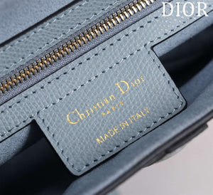 Dior M0455 Saddle Bag With Strap Blue Grained Calfskin M0456 - Large 25cm - View 9