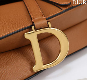 Dior M0455 Saddle Bag With Strap Brown Grained Calfskin - Default Title - View 8