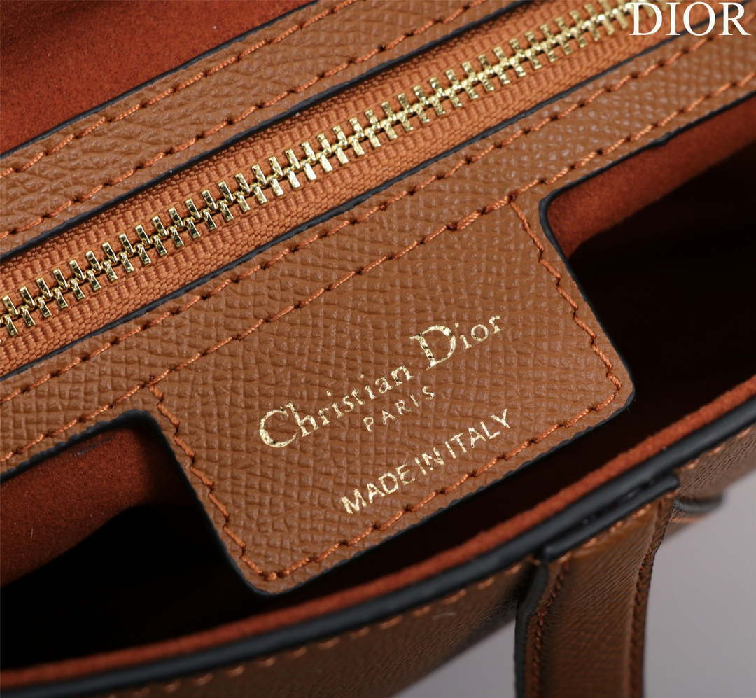 Dior M0455 Saddle Bag With Strap Brown Grained Calfskin - Default Title - View 9